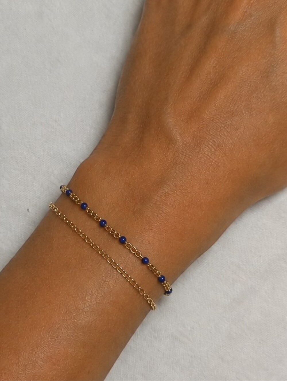 Plunder Gold Chain Bracelet with Blue Beads